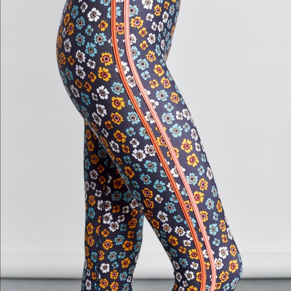 The Upside Floral Print Leggings with Stripes